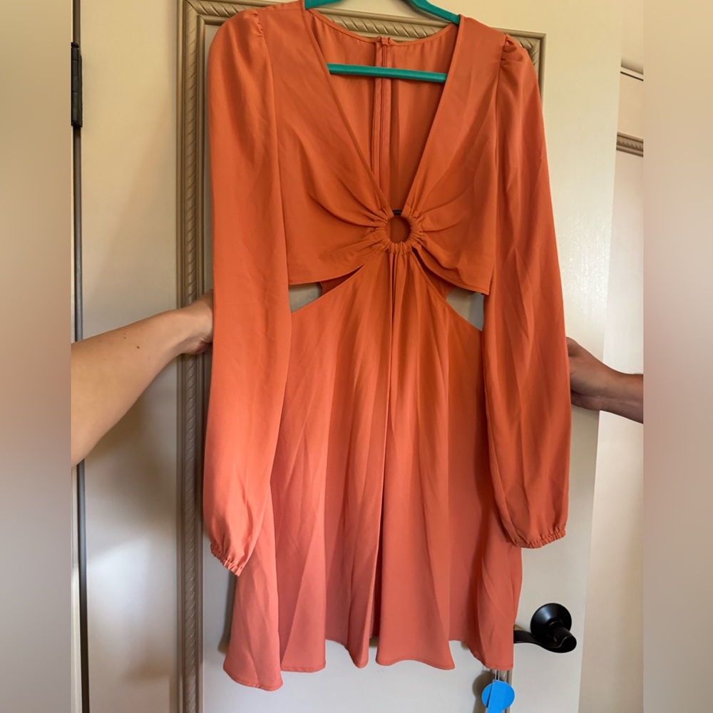 Cupshe Orange Long Sleeve Dress